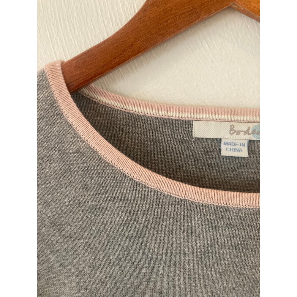 Boden Cotton and Wool Blend Gray and Pink Sweater XL - Picture 4 of 9